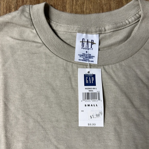 Gap nwt vintage deadstock 100% cotton tan stretchy short sleeve unisex tee top - Picture 2 of 5